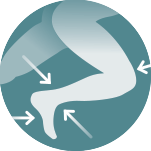 Bein stilisiert mit Pfeilen zu den Verletzungspunkten