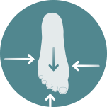 Vorfß stilisiert mit Markern für die Verletzungen